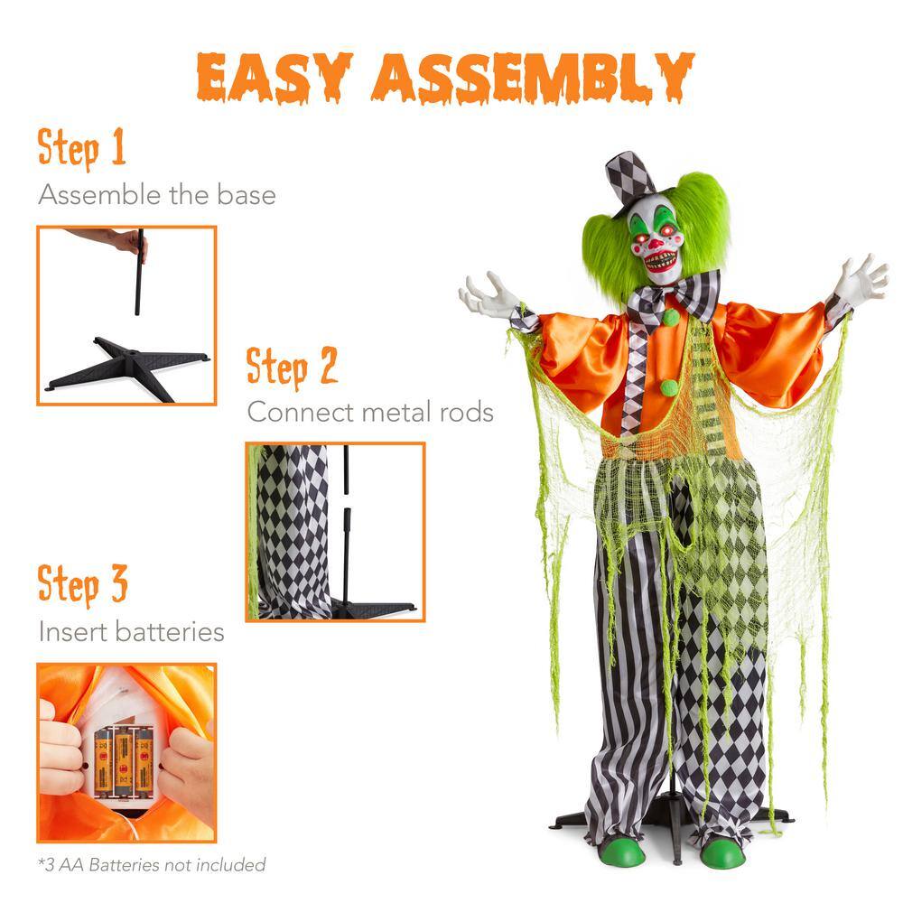 Best Choice Products Funhouse Freddy 5.5 ft. Motion Activated Animatronic Standing Killer Clown Outdoor Halloween Decoration