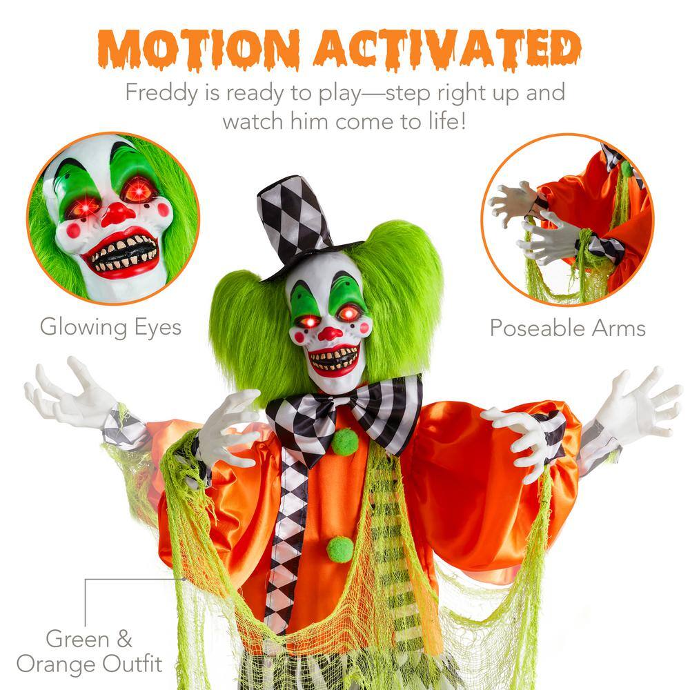 Best Choice Products Funhouse Freddy 5.5 ft. Motion Activated Animatronic Standing Killer Clown Outdoor Halloween Decoration