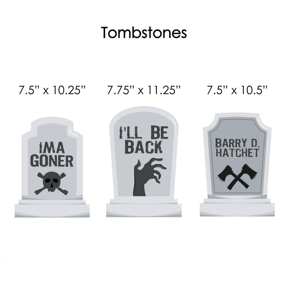 Big Dot of Happiness 10.25 in. H Funny Tombstones - Graveyard Halloween Lawn Decorations - Yard Stakes (10-Piece)