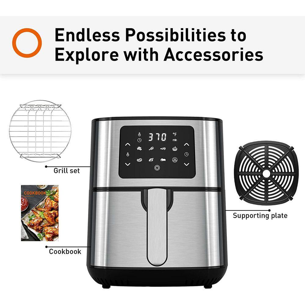 5.8 qt. Black Multi Tasker 8 Double Basket Air Fryer with LED Touchscreen