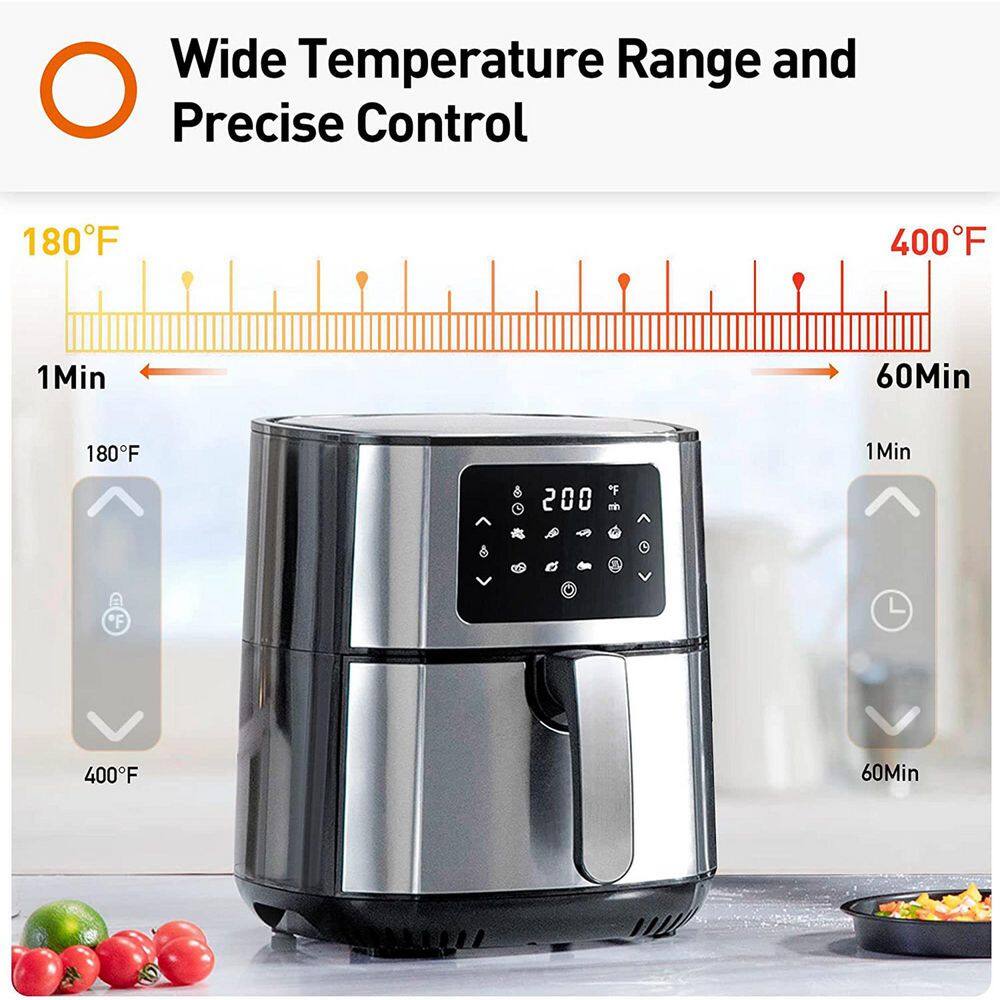 5.8 qt. Black Multi Tasker 8 Double Basket Air Fryer with LED Touchscreen