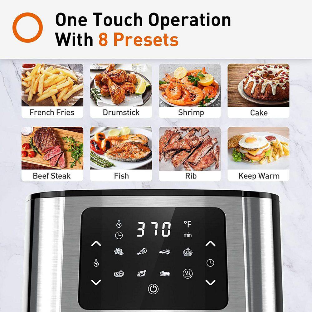 5.8 qt. Black Multi Tasker 8 Double Basket Air Fryer with LED Touchscreen