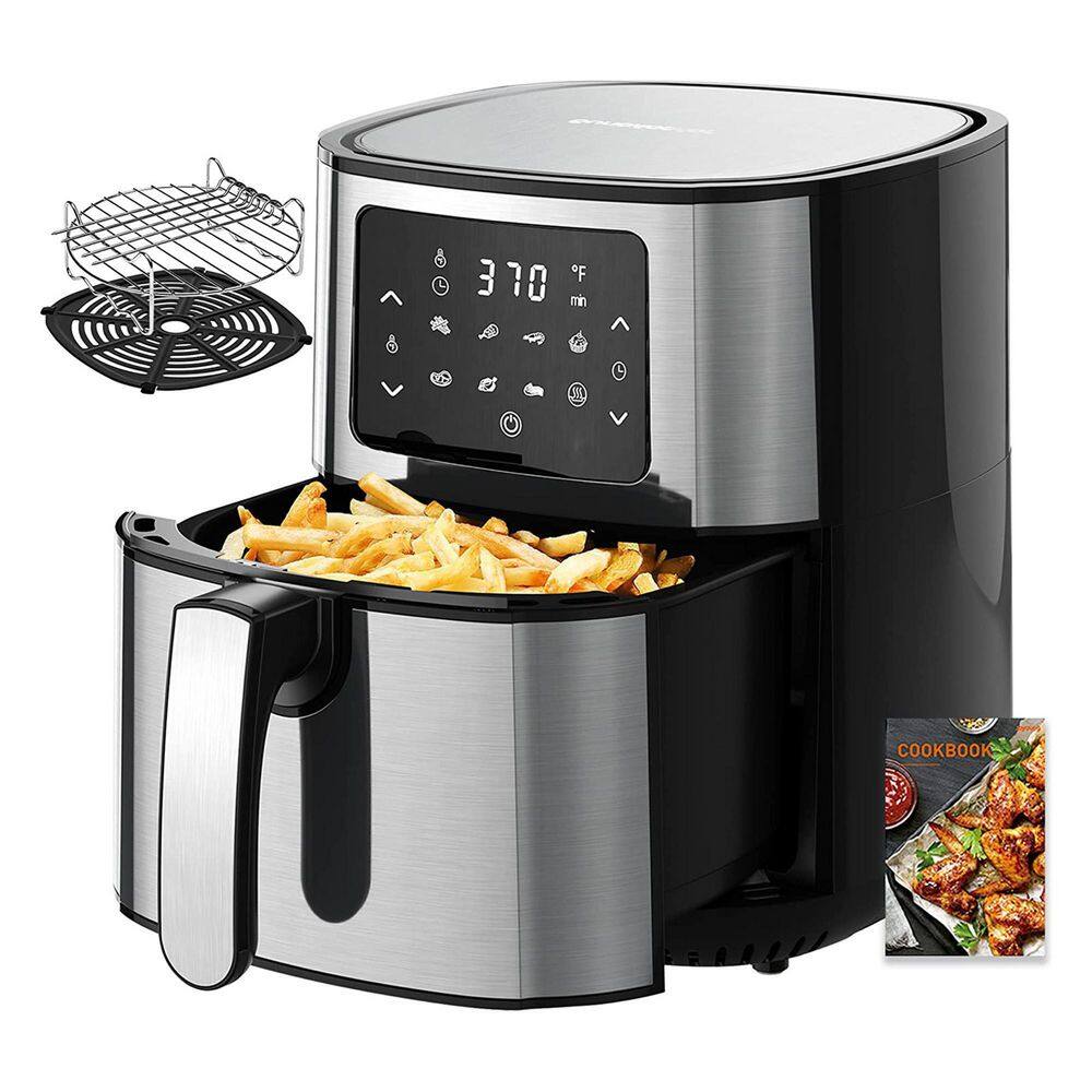 5.8 qt. Black Multi Tasker 8 Double Basket Air Fryer with LED Touchscreen