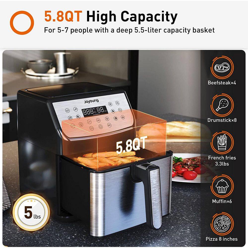 5.8 qt. Black Multi Tasker Double Basket Air Fryer with LED Touchscreen