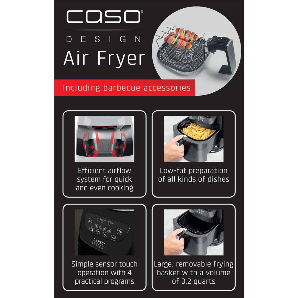 CASO  3.2 qt. Black Air Fryer with Barbecue Accessories