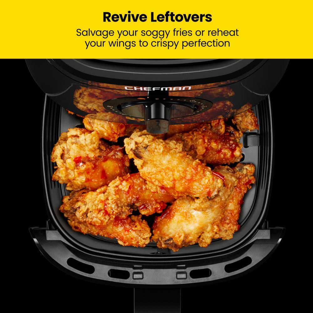 Chefman Countertop Air Fryer, 2 Qt. Black, Air Fryer, TurboFry with Adjustable Temp Control