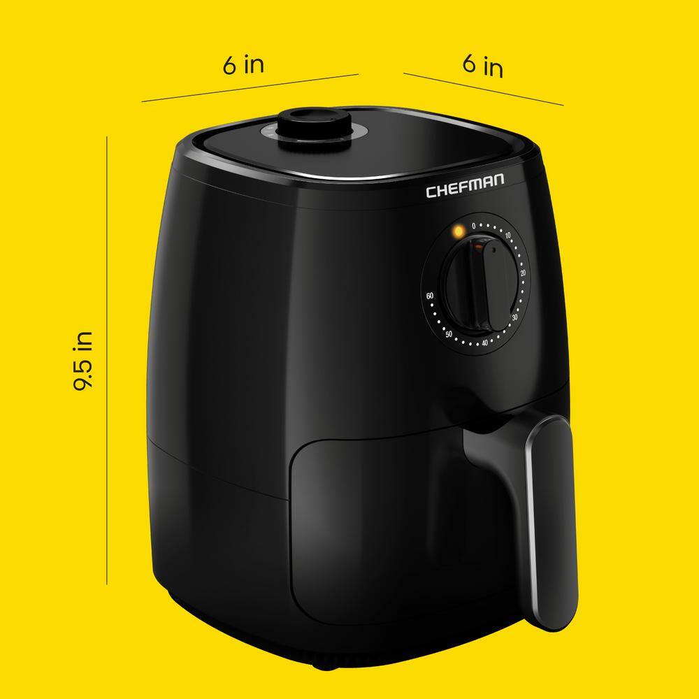 Chefman Countertop Air Fryer, 2 Qt. Black, Air Fryer, TurboFry with Adjustable Temp Control