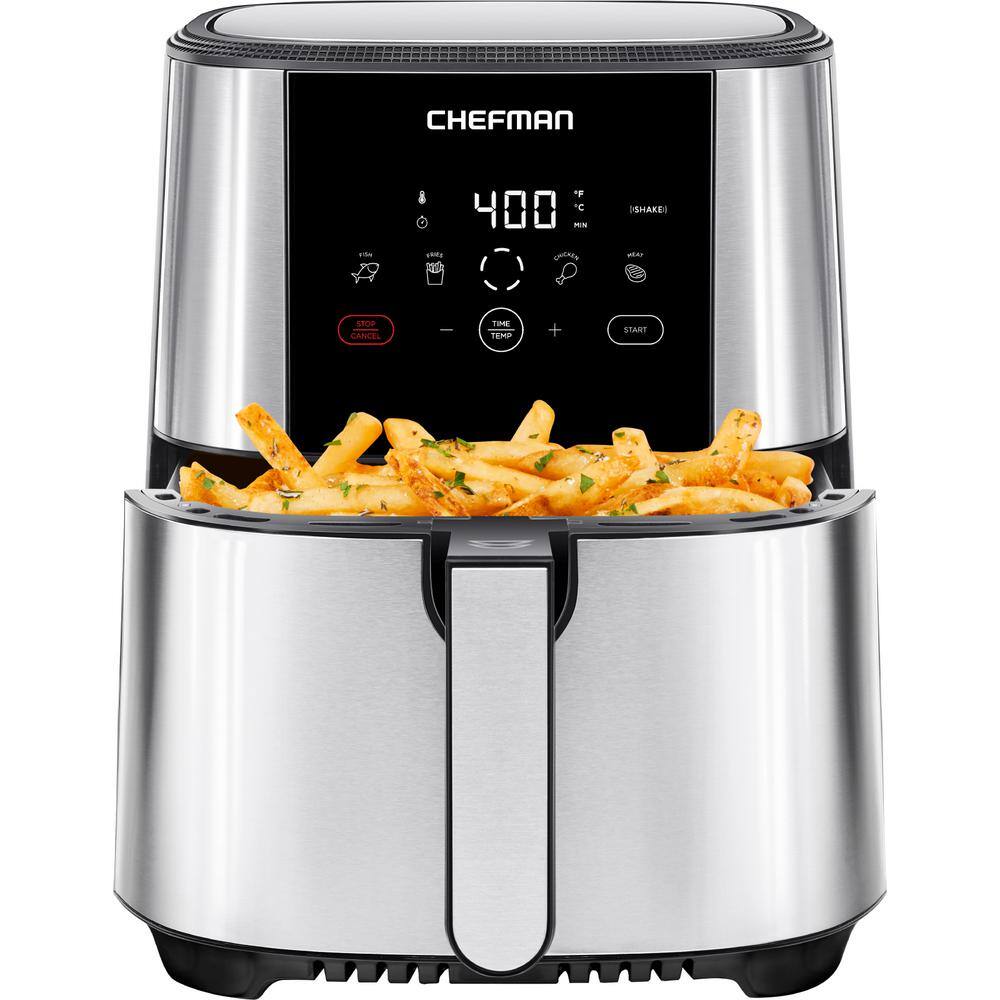 Chefman TurboTouch 5 Qt. Air Fryer, Stainless Steel Compact and Healthy Way To Cook Oil-Free, One-Touch Digital Controls