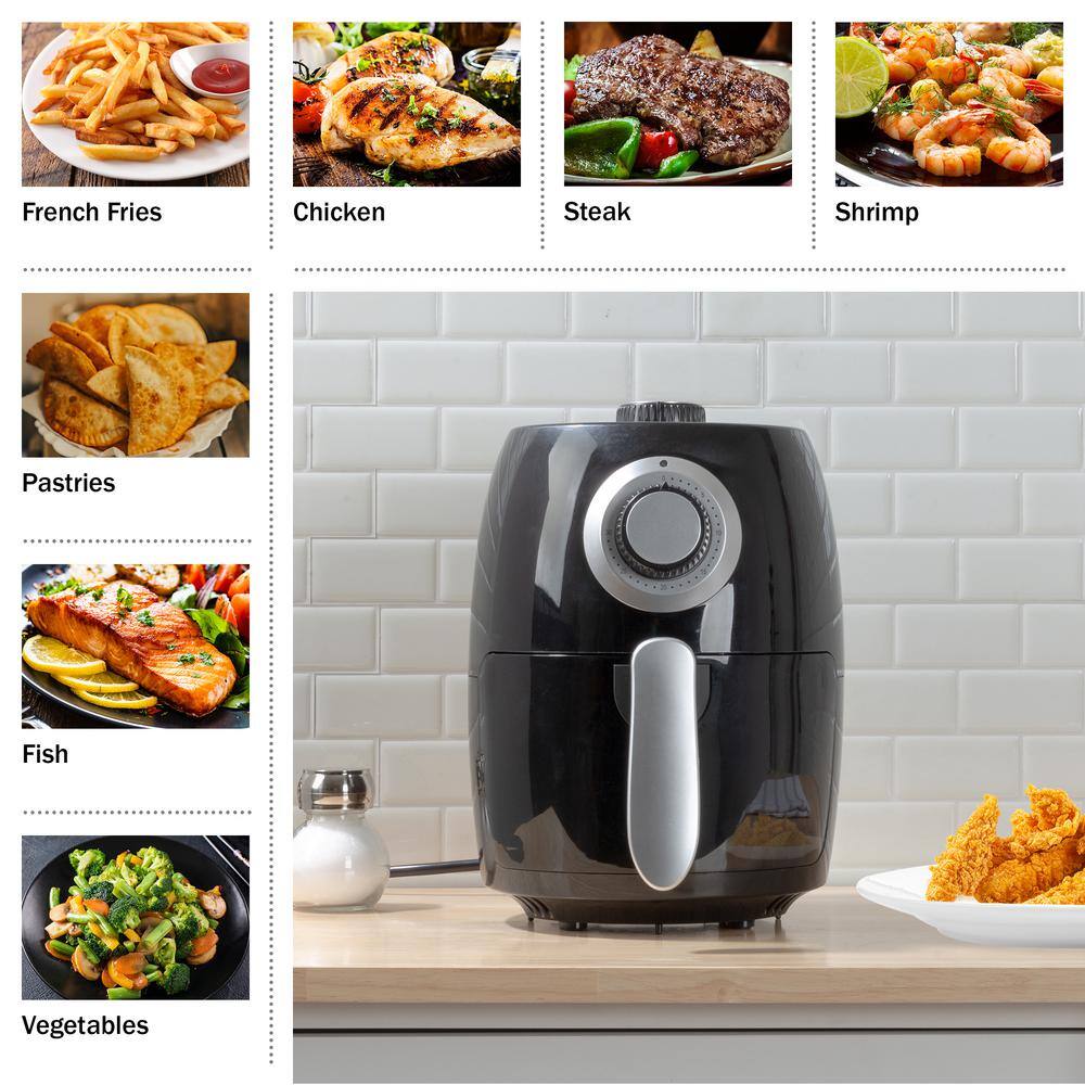 Classic Cuisine 2.3 Qt. Black Electric Air Fryer with Nonstick Interior