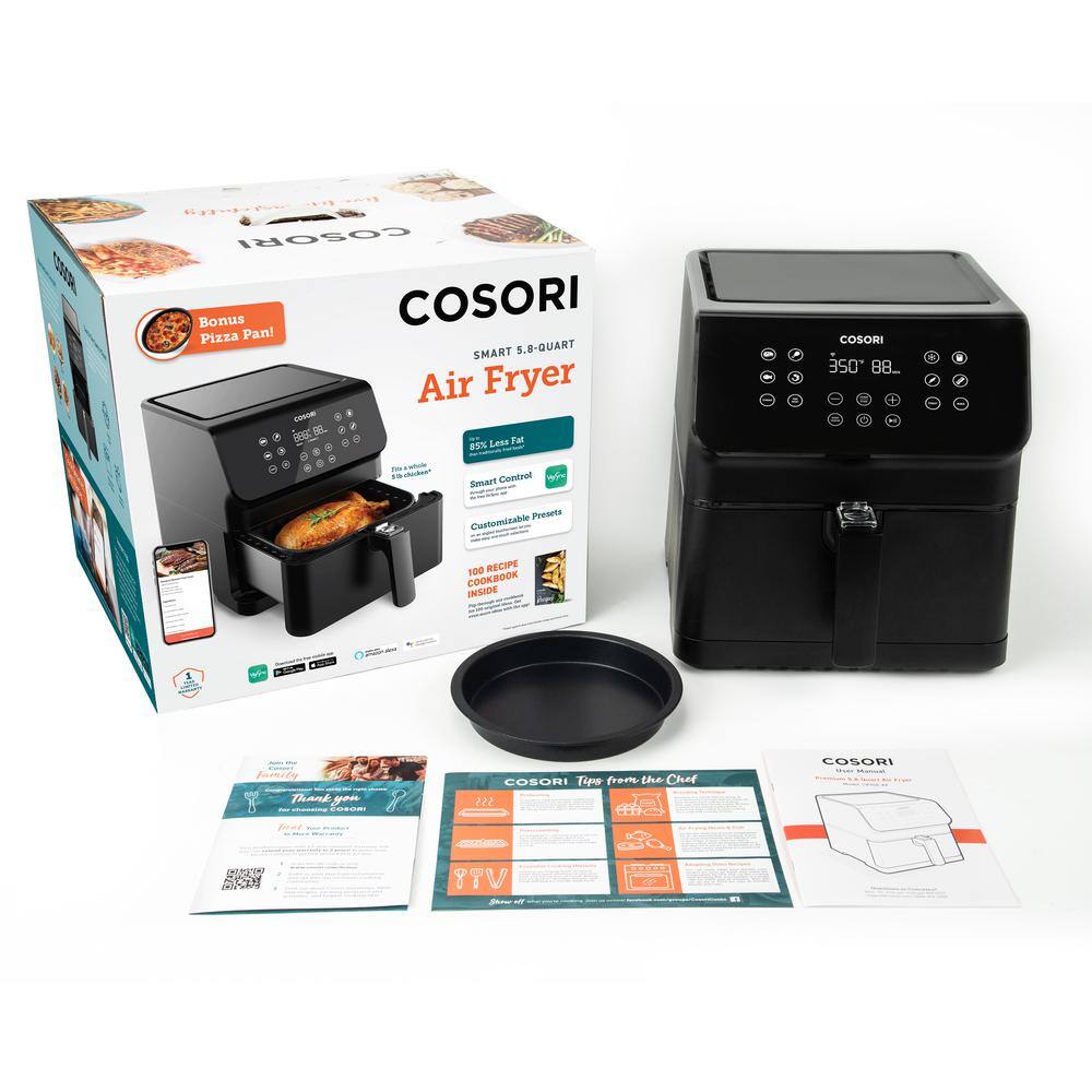 Cosori Pro XLS II Smart 5.8 qt. Black Digital Air Fryer with Pizza Pan