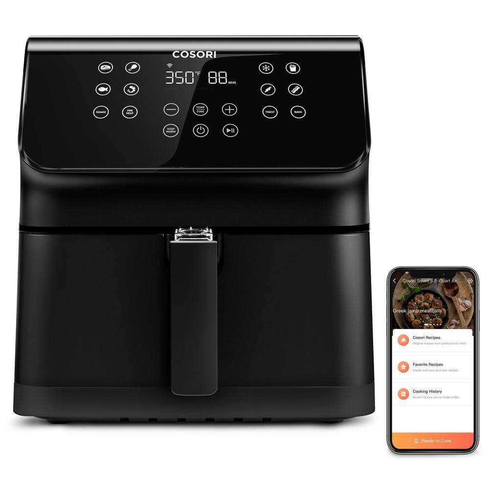 Cosori Pro XLS II Smart 5.8 qt. Black Digital Air Fryer with Pizza Pan