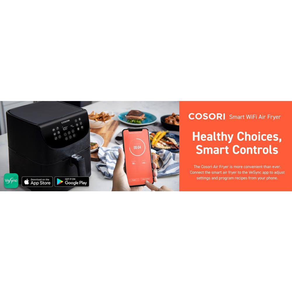 Cosori Gen 2-Smart 5.8 qt. Black Air Fryer Gen 2 with Bonus Skewer Set