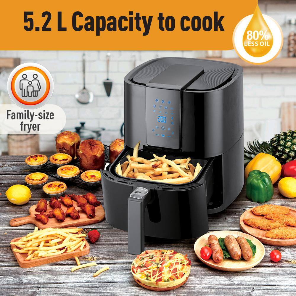 Emerald 5.5 qt. Black Digital Air Fryer with Slide Out Pan/Detachable Basket