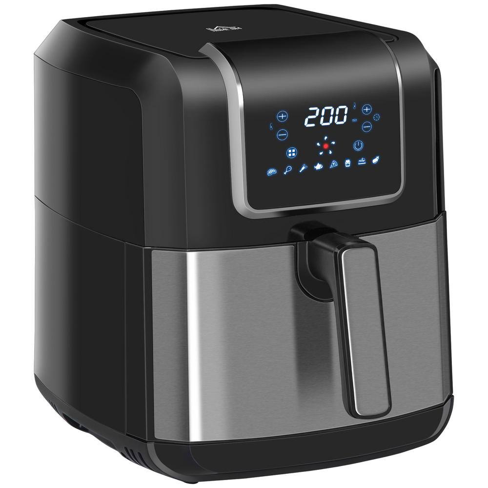 HOMCOM 1700-Watt 6.9 qt. Black Air Fryers Oven with Digital Display, 360° Air Circulation, Adjustable Temperature, Timer