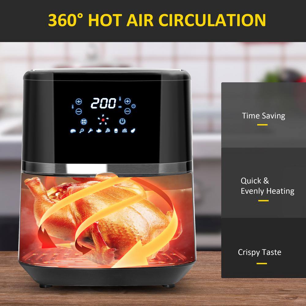 HOMCOM 4 qt. 4-in-1 Hot Air Fryers Oven with Air Fry, Roast, Broil, Crisp, Bake Function, Digital Touchscreen, 60-Min Timer