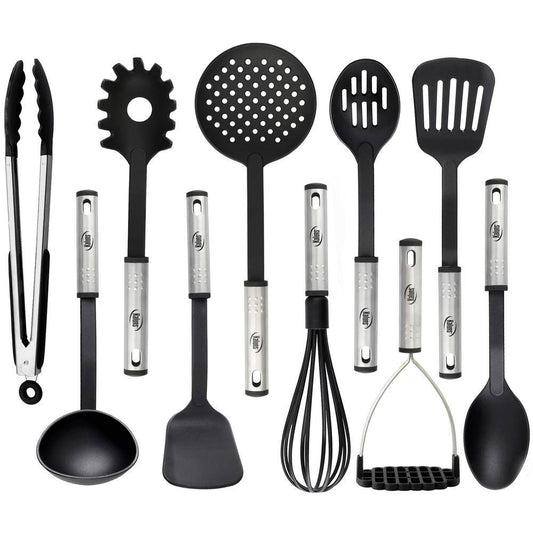 Kaluns  Nylon Black Stainless Steel Cooking Utensils (Set of 10)