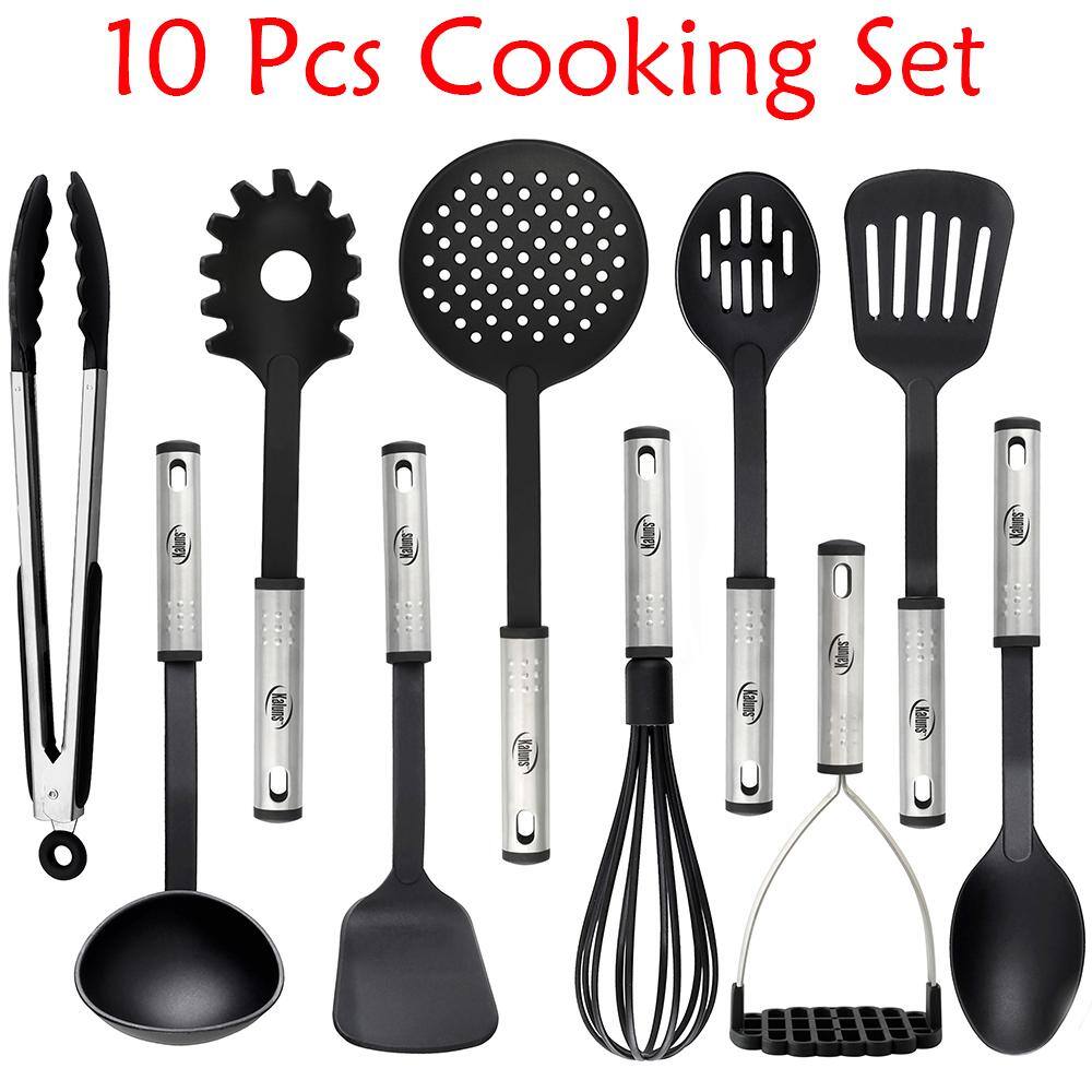 Kaluns  Nylon Black Stainless Steel Cooking Utensils (Set of 10)