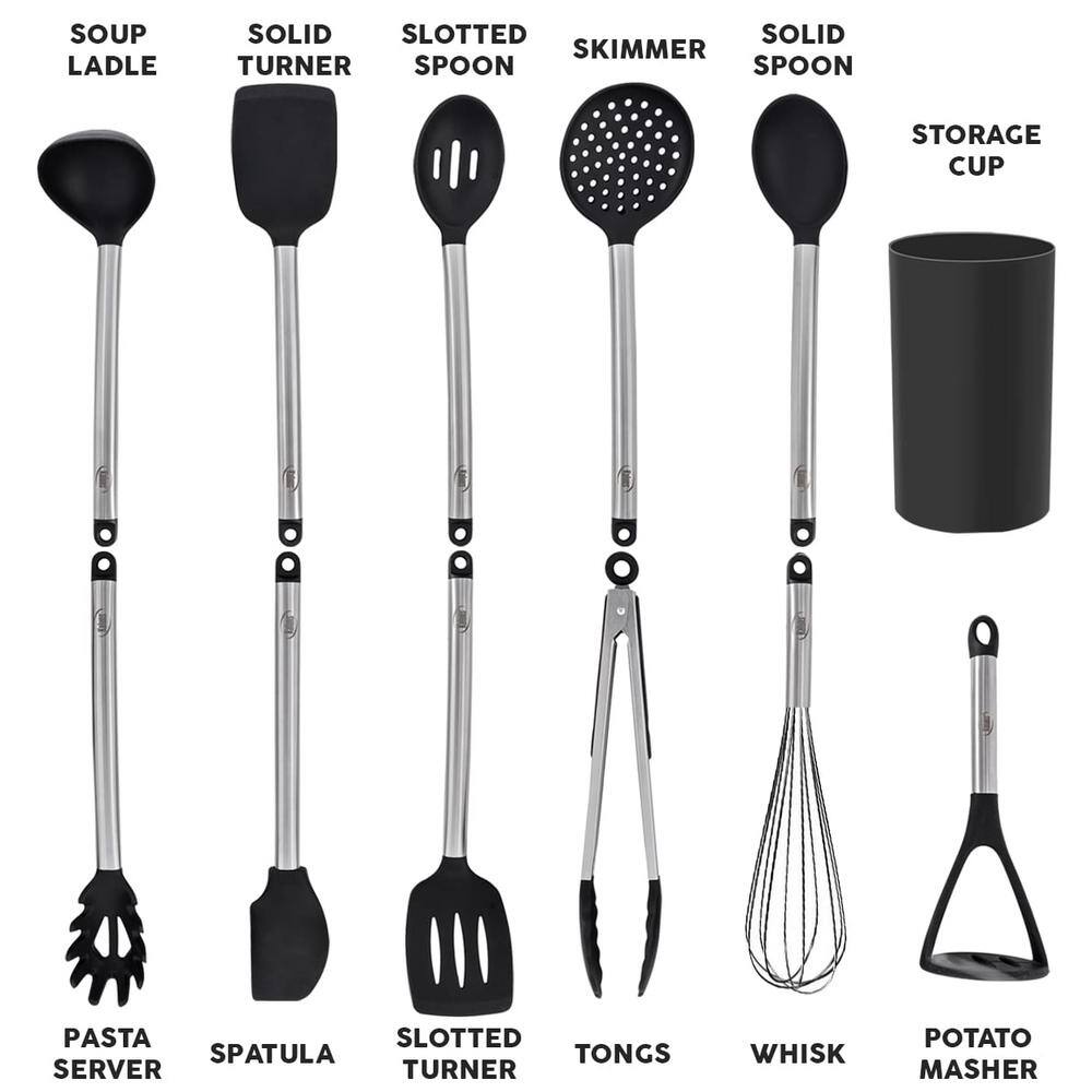 Kaluns Black Stainless Steel and Silicone Kitchen Utensils (Set of 12)