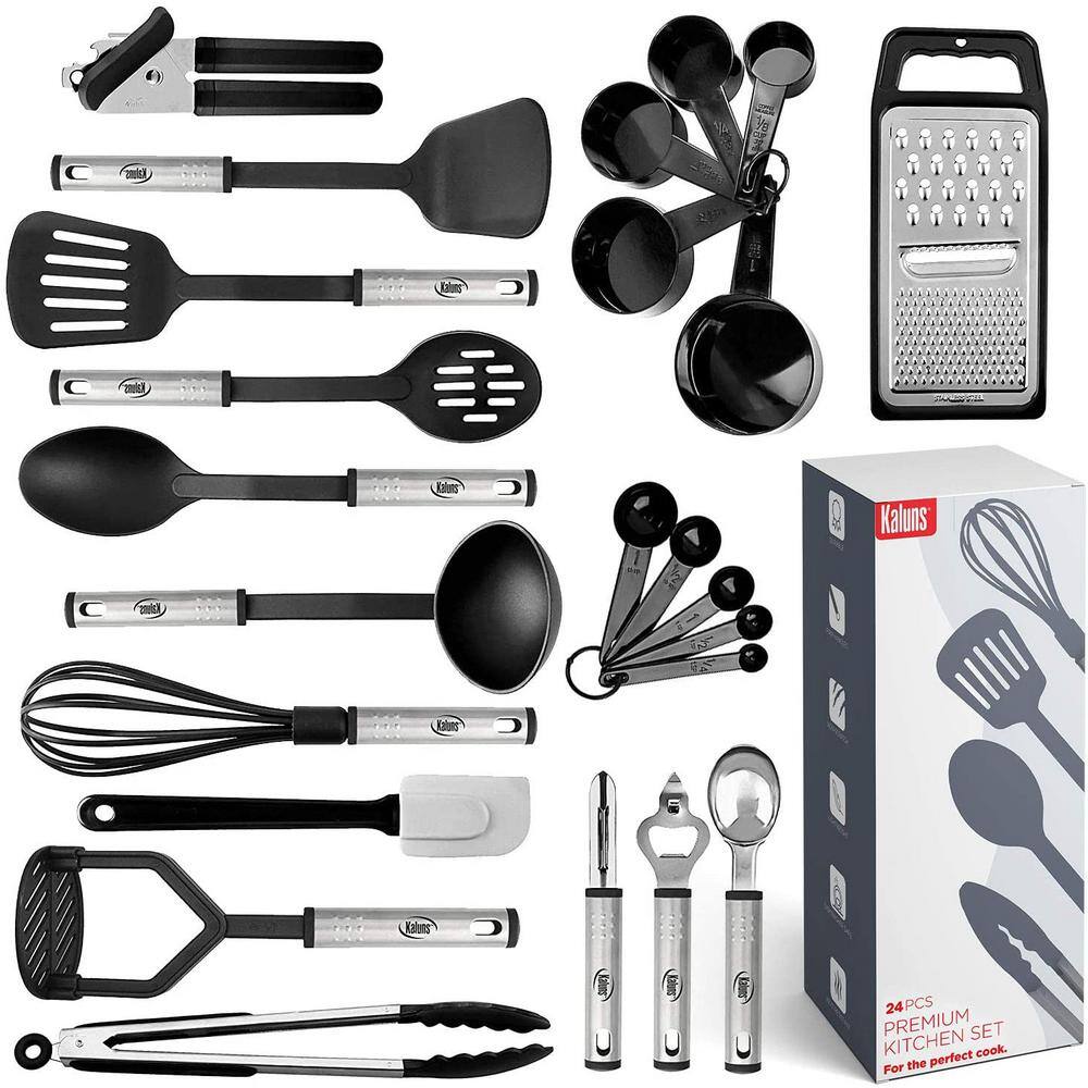 Kaluns Nylon Black Stainless Steel Utensils (Set of 24)