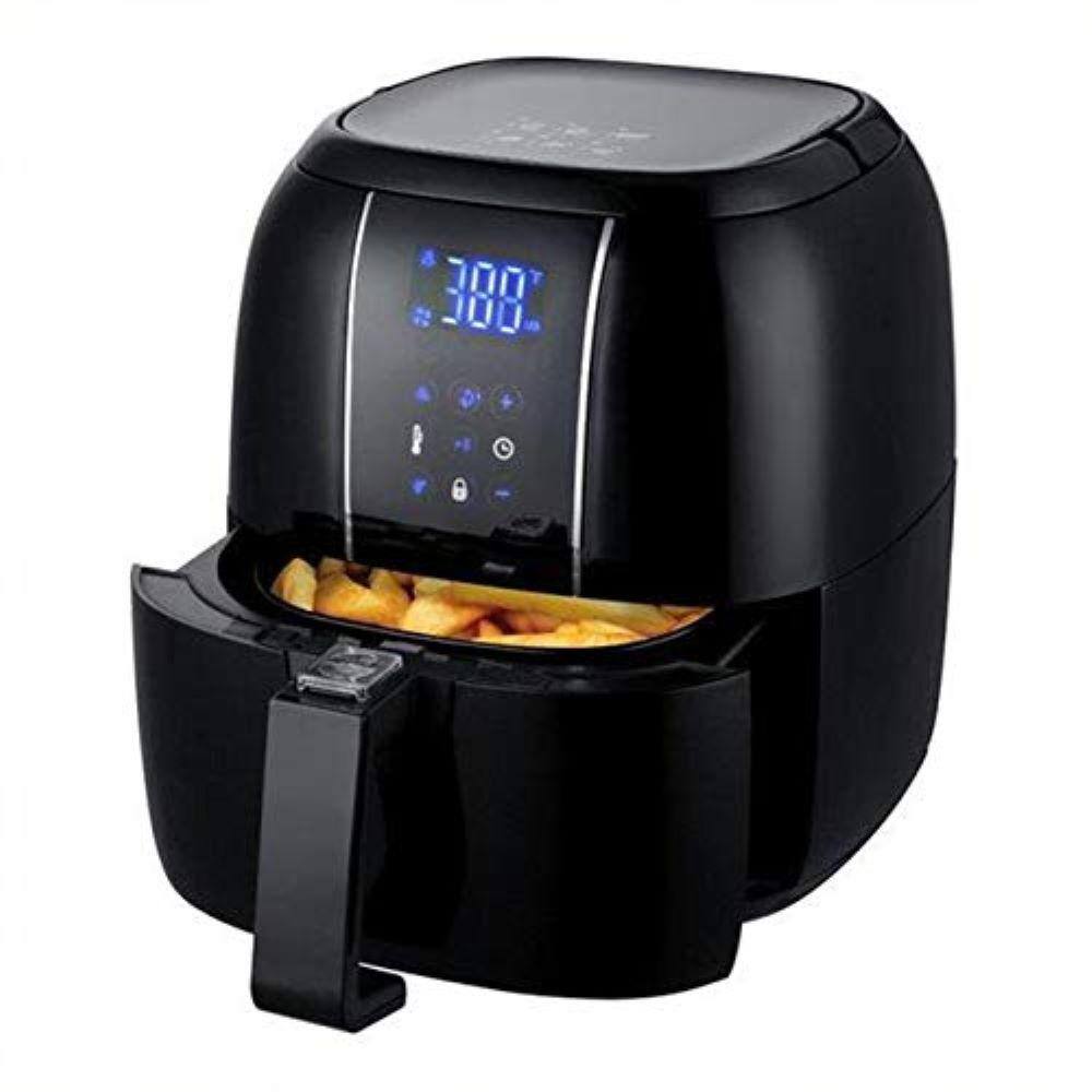 OVENTE 3.2 Qt. Black Air Fryer Grill Pan and Non-Stick Frying Basket Auto Shut-Off 6 Cooking Presets Touch Sensor