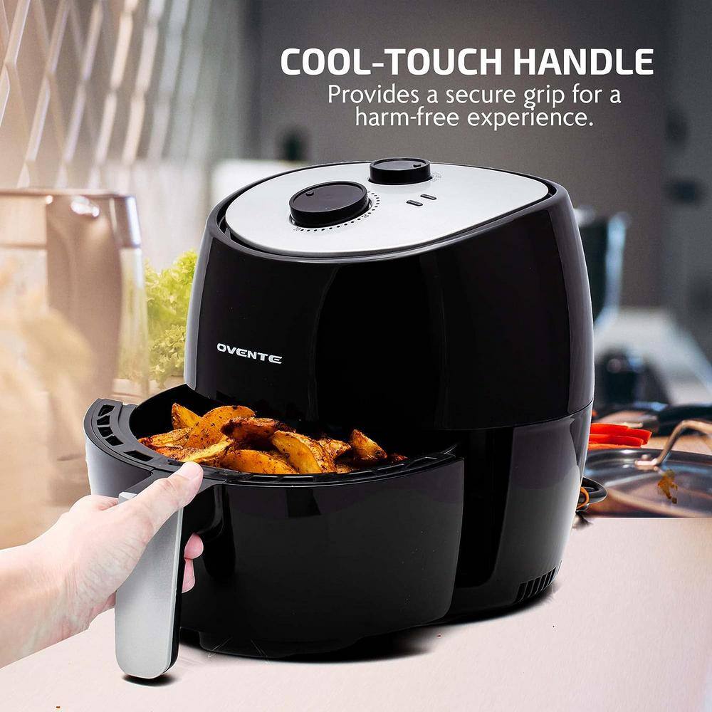 OVENTE 3.2 Quart Black Compact Electric Air Fryer with Non-Stick Removable Basket