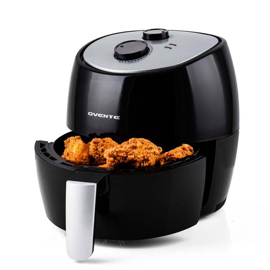 OVENTE 3.2 Quart Black Compact Electric Air Fryer with Non-Stick Removable Basket