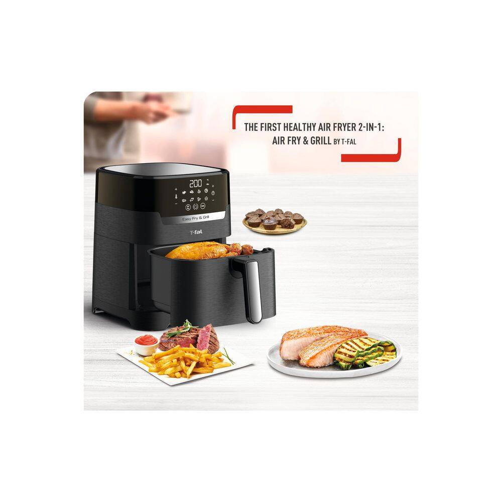 T-fal 4.4 qt. Stainless Steel Air Fryer with Grill Plate