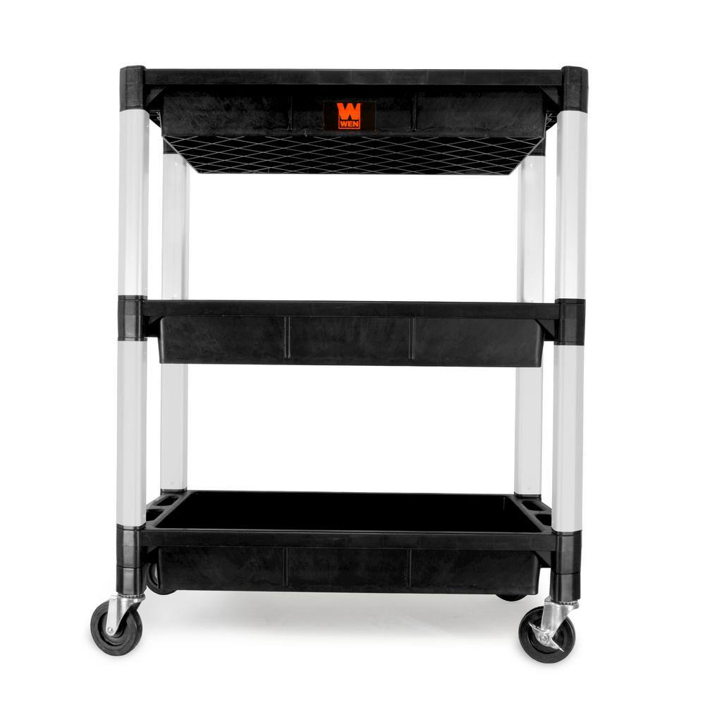 WEN 300 lbs. Capacity 32 in. x 18.5 in. Triple Decker Service 3-Tray and Utility Cart