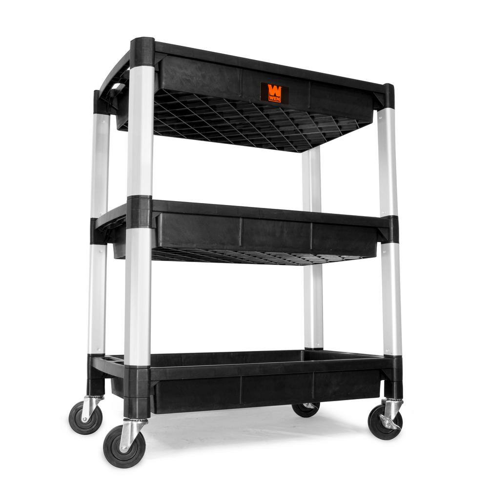 WEN 300 lbs. Capacity 32 in. x 18.5 in. Triple Decker Service 3-Tray and Utility Cart