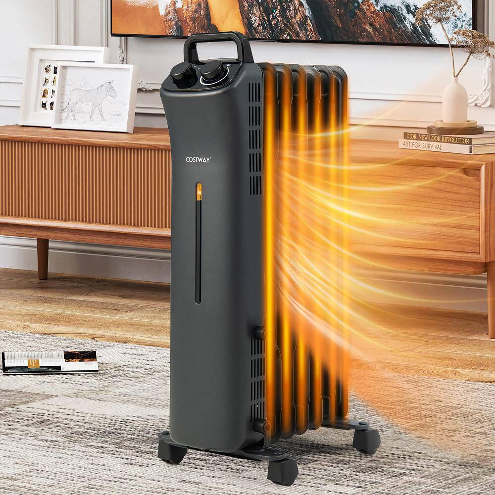 Costway 1500-Watt Electric Heater Oil Filled Space Heater with Adjustable Thermostat