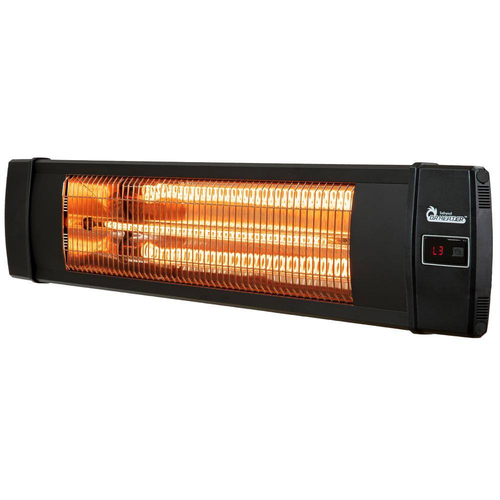 Dr Infrared Heater 1500-Watt Electric Carbon Infrared Space Heater Indoor Outdoor Patio Garage Wall or Ceiling Mount with Remote, Black