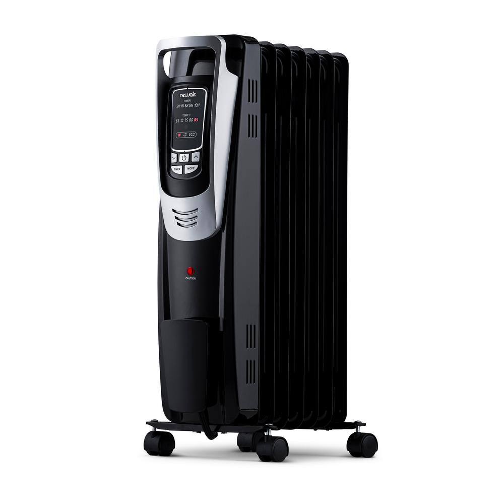 NewAir Portable1500-Watt Electric Oil-Filled Silent Radiator Heater with Energy Efficient Operation Cover 150 sq. ft. - Black