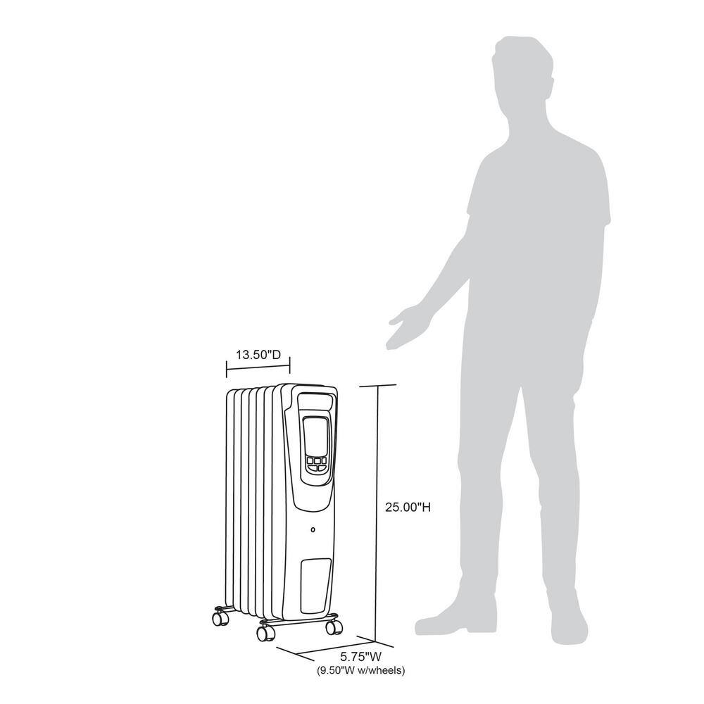 NewAir Portable1500-Watt Electric Oil-Filled Silent Radiator Heater with Energy Efficient Operation Cover 150 sq. ft. - Black