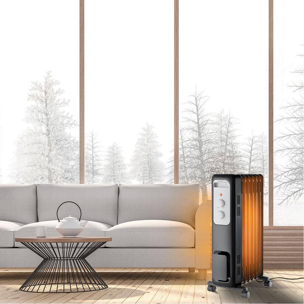 Pelonis 1,500-Watt Oil-Filled Radiant Electric Space Heater with Thermostat