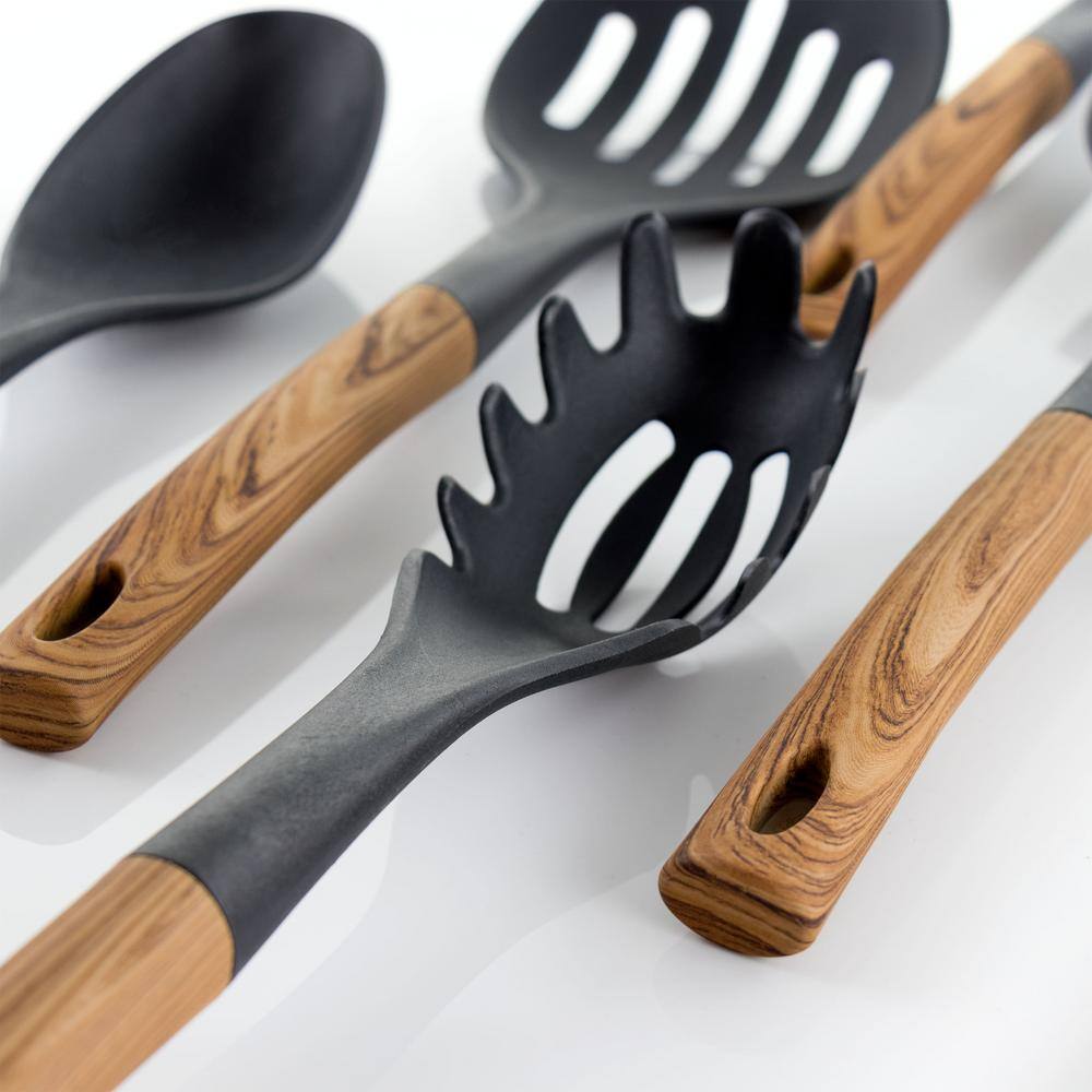 MegaChef  Black Nylon Cooking Utensils with Wood Design (Set of 7)