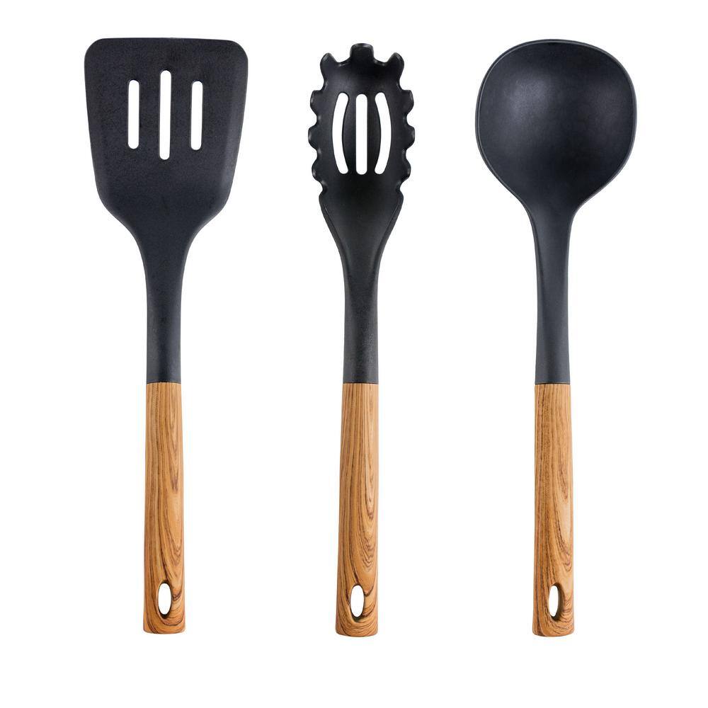 MegaChef  Black Nylon Cooking Utensils with Wood Design (Set of 7)