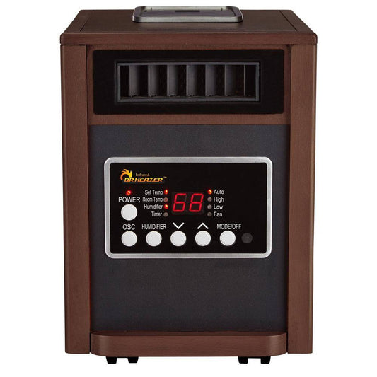 Dr Infrared Heater Electric Infrared Dual Heating System Space Heater with Humidifier, Oscillation Fan, and Remote Control in Walnut