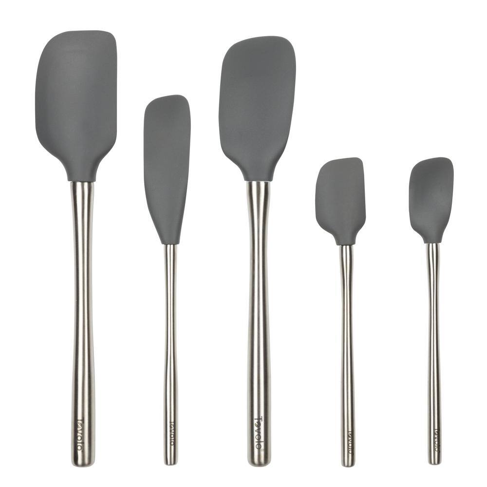 Spectrum  Flex-Core Charcoal Stainless Steel Handled Spatula for Meal Prep (Set of 5)