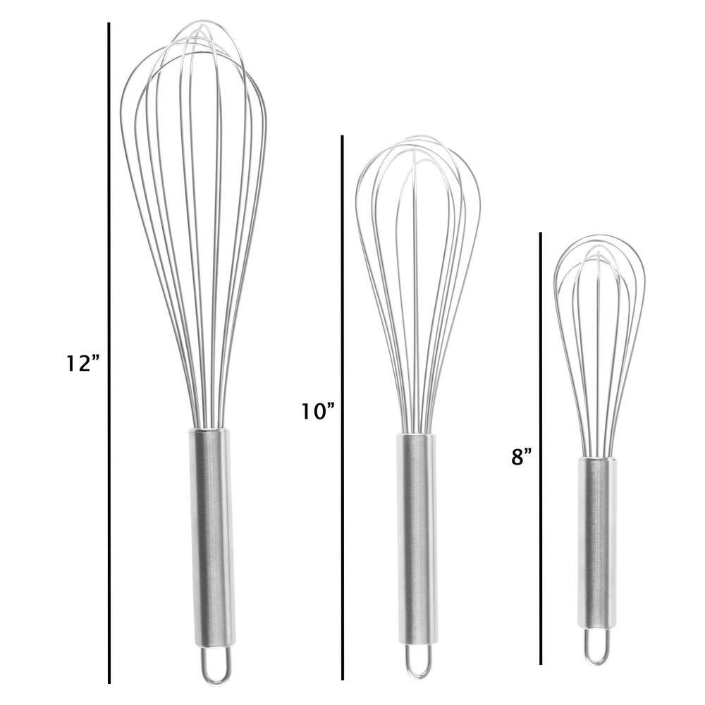 Classic Cuisine  Stainless Steel Wire Whisk (Set of 3)