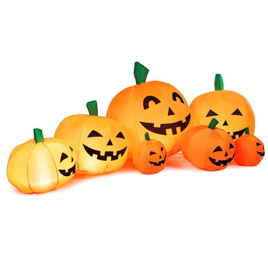 Costway  7.5 ft. Halloween Inflatable 7 Pumpkins Patch with LED Light Outdoor Garden Decoration