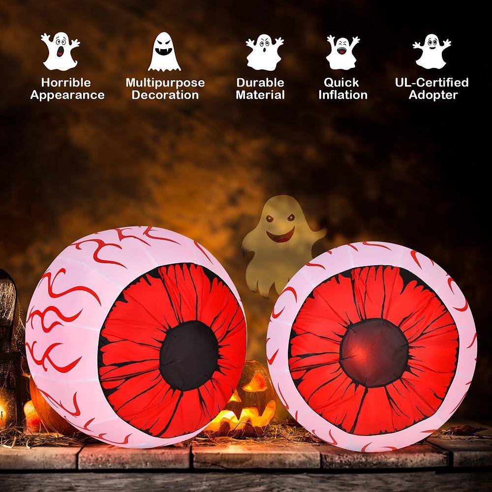 Costway  2-Pack 3 ft. Halloween Inflatable Eyeballs with Air Blower and Red LED Lights