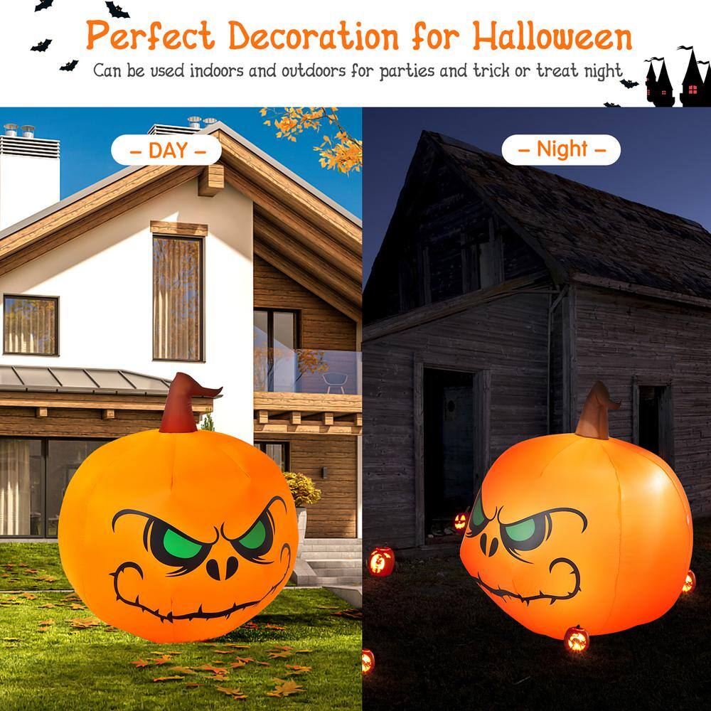 Costway  4 ft. LED Light Animatronic Halloween Inflatable Pumpkin Large Waterproof Outdoor Indoor