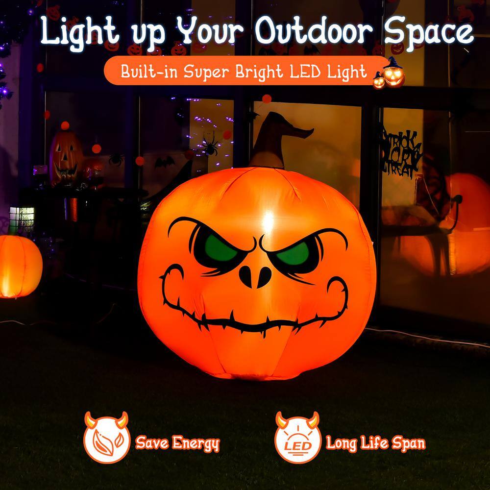 Costway  4 ft. LED Light Animatronic Halloween Inflatable Pumpkin Large Waterproof Outdoor Indoor