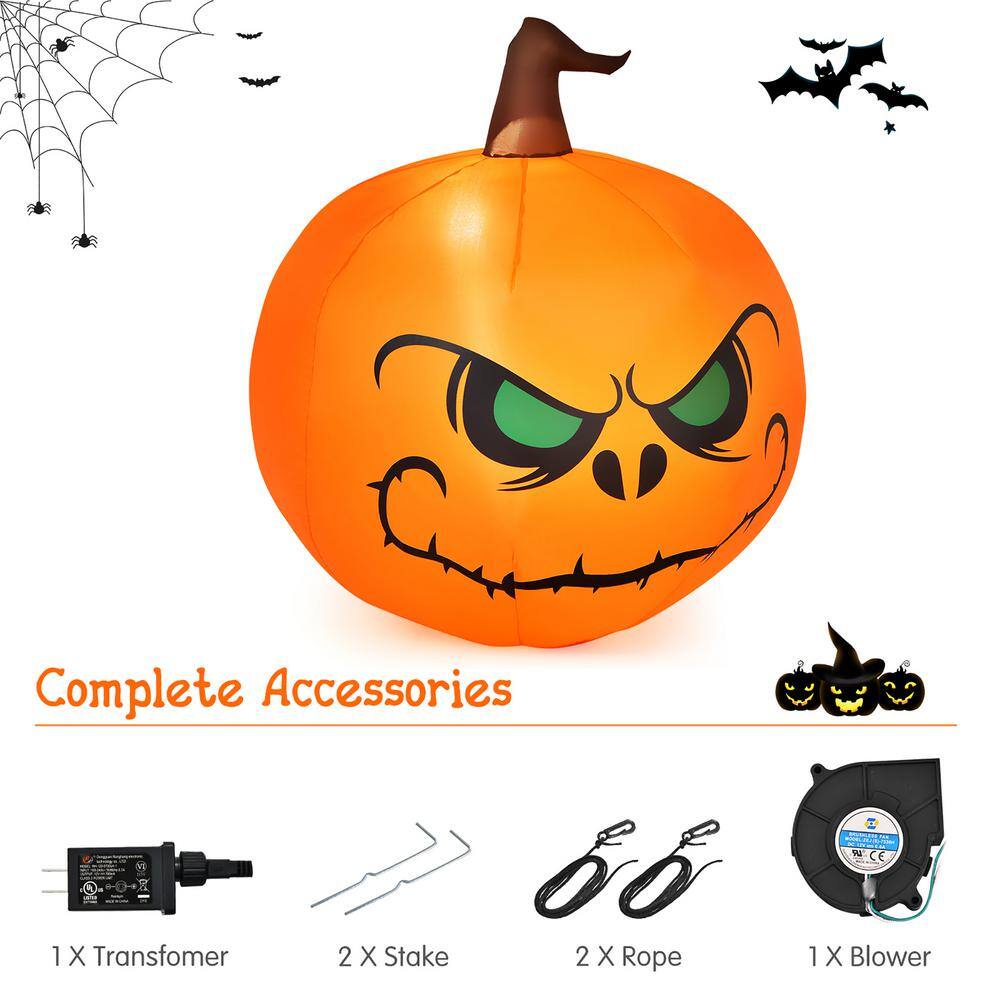 Costway  4 ft. LED Light Animatronic Halloween Inflatable Pumpkin Large Waterproof Outdoor Indoor