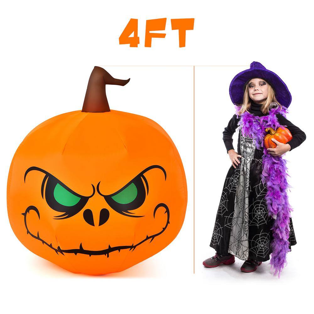 Costway  4 ft. LED Light Animatronic Halloween Inflatable Pumpkin Large Waterproof Outdoor Indoor