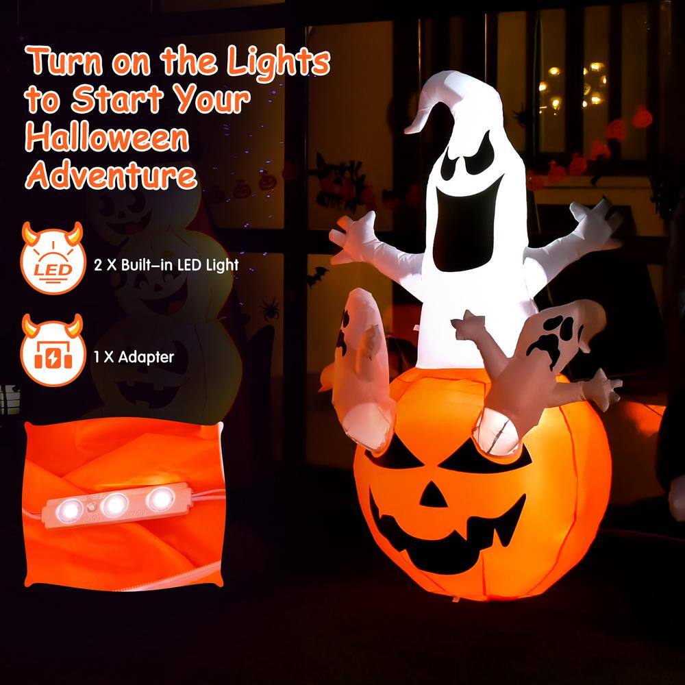 Costway  6 ft. LED light Animatronic Ghost Pumpkin Halloween Inflatable