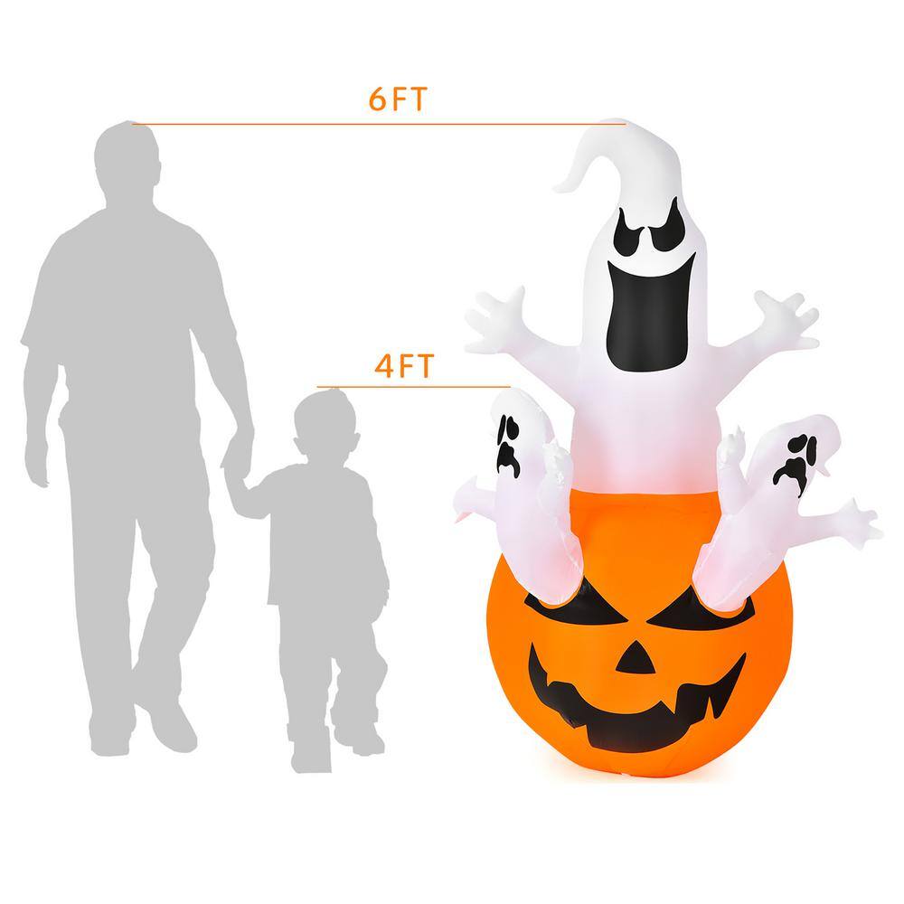 Costway  6 ft. LED light Animatronic Ghost Pumpkin Halloween Inflatable