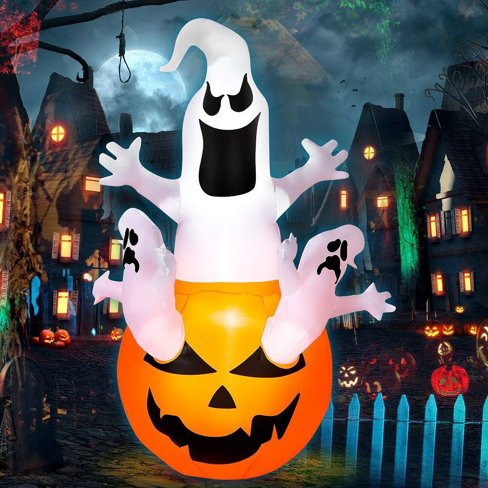 Costway  6 ft. LED light Animatronic Ghost Pumpkin Halloween Inflatable