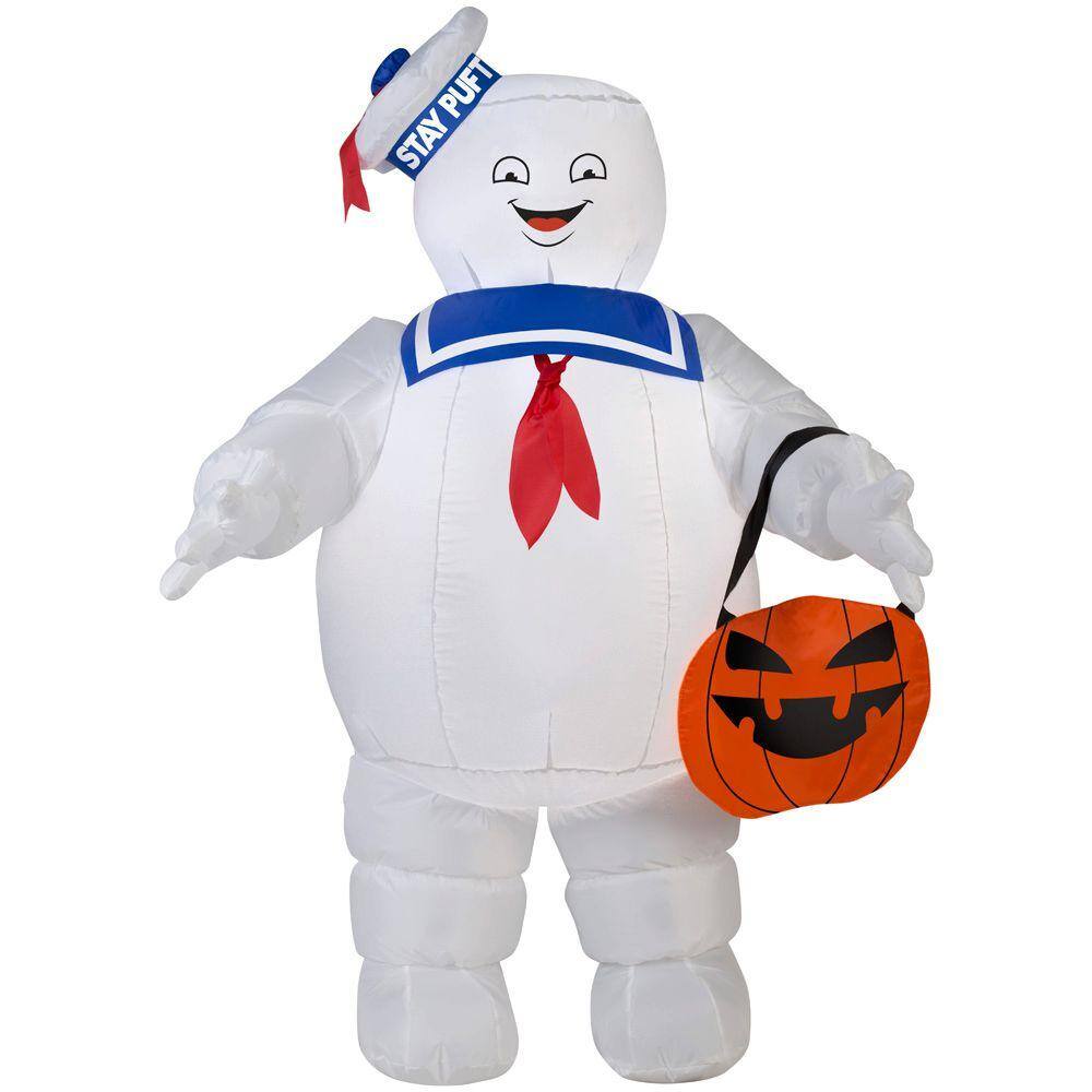 Gemmy 42 in. Stay Puft Inflatable with Pumpkin Tote Ghostbusters