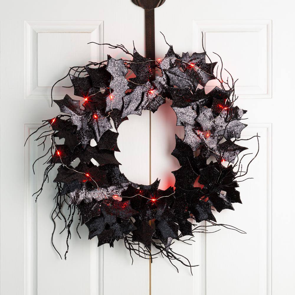 Glitzhome  26 in. D Lighted Halloween Bat Wreath